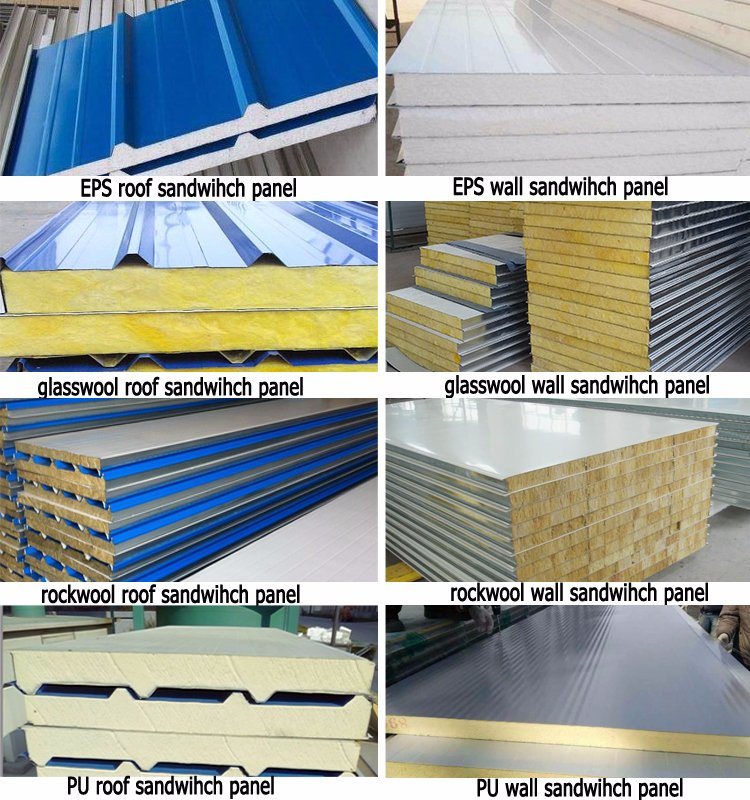 50mm/75mm/100mm EPS/Glasswool/Rockwool/PU Foam Sandwich Panel