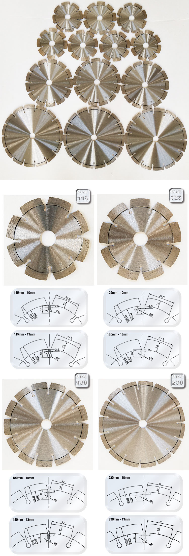 Laser Welded Dry Diamond Concrete Cutting Disc 230 mm Blades