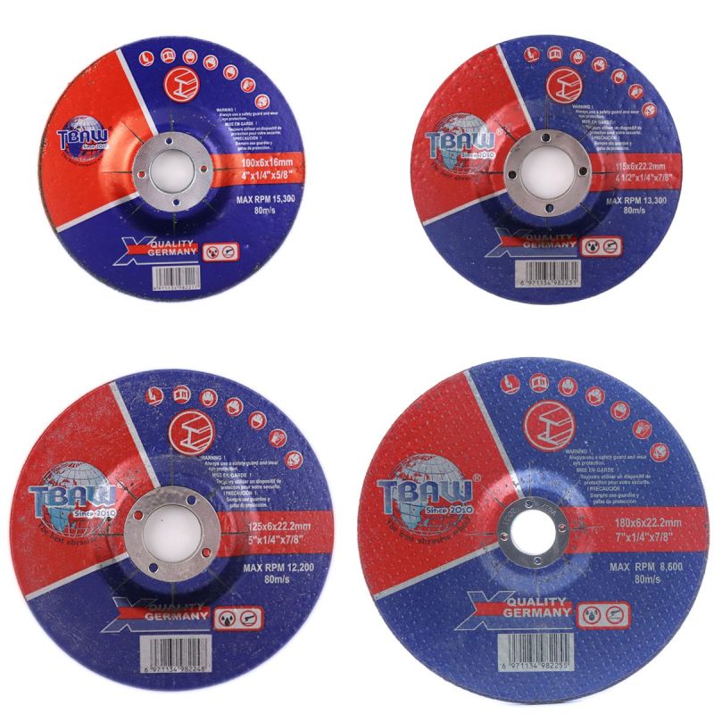 105/115/125/180/230mm Thickness 6mm T27 Depressed Abrasive Disc Grinding Wheel for Abrasive Tools