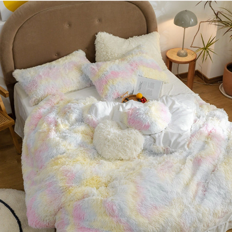 Luxury Fluffy Bed Sheets 100% Polyester Fluffy Bed Covers Bedding Set Comforter for Low Price Wholesale