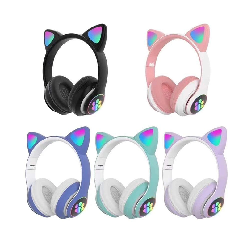 Amazon Hot Sale Wireless LED Cat Ears Bluetooth Headphone Earphone Headset Girl Cute Design