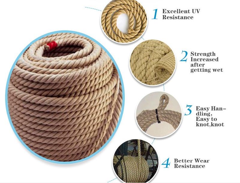 34mm Sisal Twisted Rope Jute Twisted Rope Manila Twisted Rope