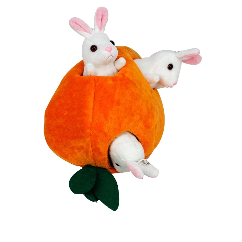 2021 Custom Stuffed Rabbit Carrot Nest/House Animal Toy Sets Small Plush Baby Soft Rabbit Pet Plush Toy