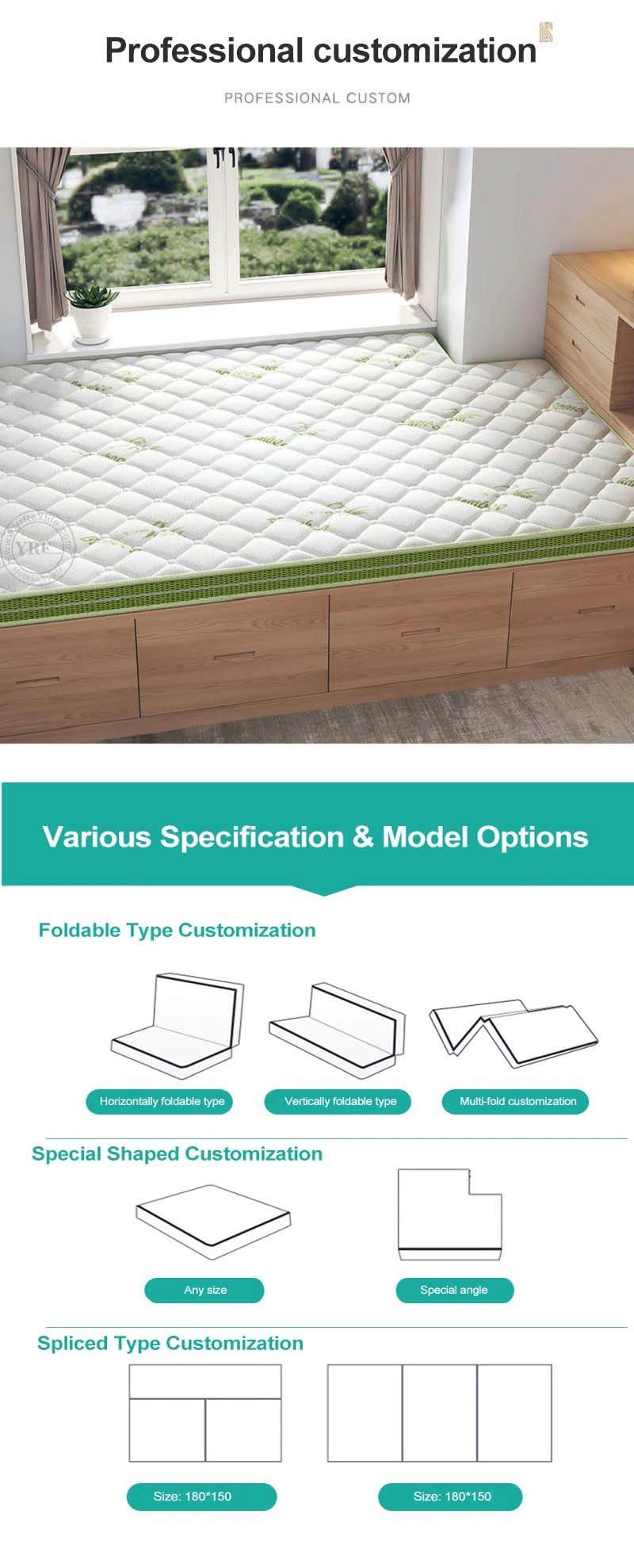Home Latex Sleeping Tatami Folding Detachable Washable 18cm Double Bed