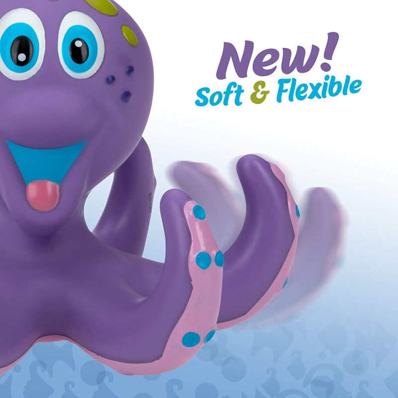 Floating Purple Octopus with 3 Hoopla Rings Interactive Bath Toy