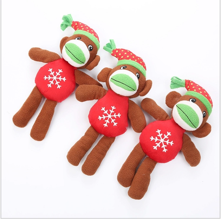 Pet Dog Toy Christmas Color Monkey Plush Toy Chew Sound Modeling Pet Supplies