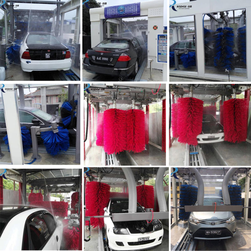 9 brushes tunnel car washing system with drying system