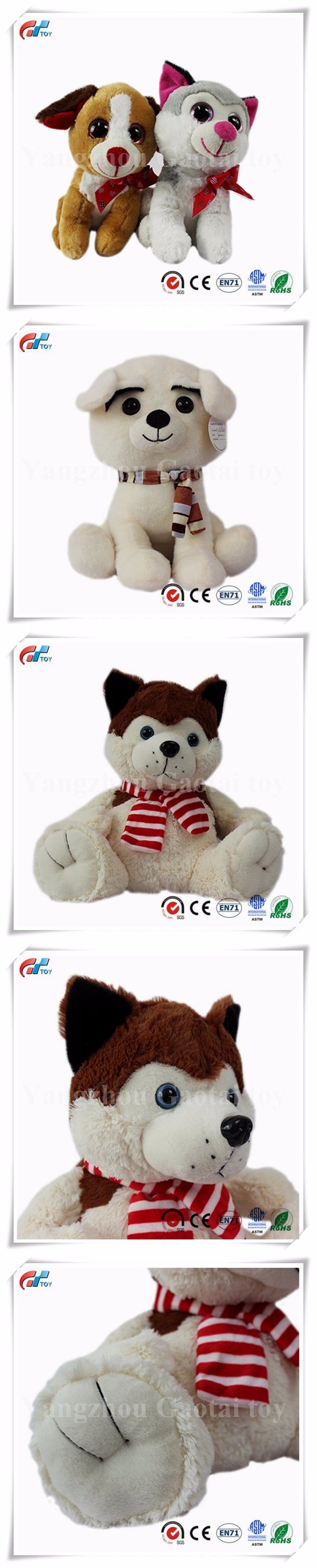 Very Soft Plush Sitting Dog Toy with Scarf