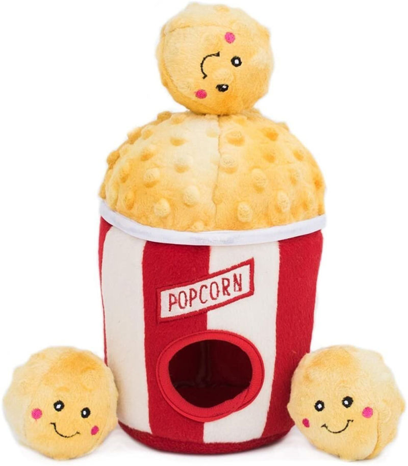 2021 New Design Plush Pop-Corn Toys Interactive Squeaky Hide and Seek Plush Dog Toy