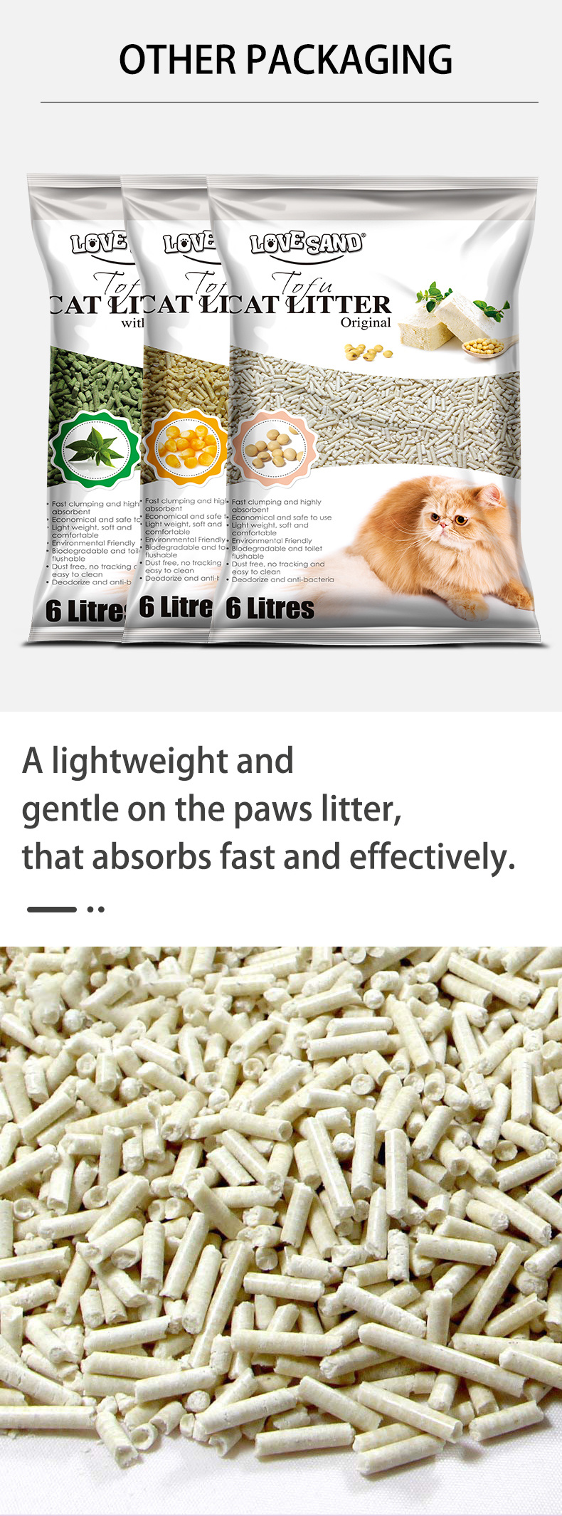 Bulk Quick Clumping Dust-Free Degradable Tofu Cat Litter Pet Supplies