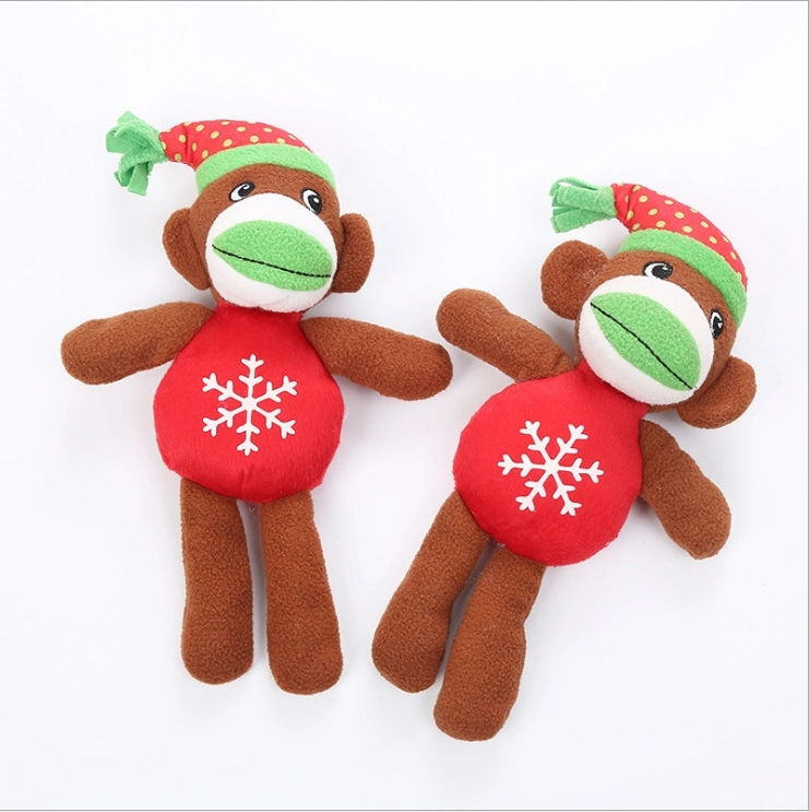 Pet Dog Toy Christmas Color Monkey Plush Toy Chew Sound Modeling Pet Supplies