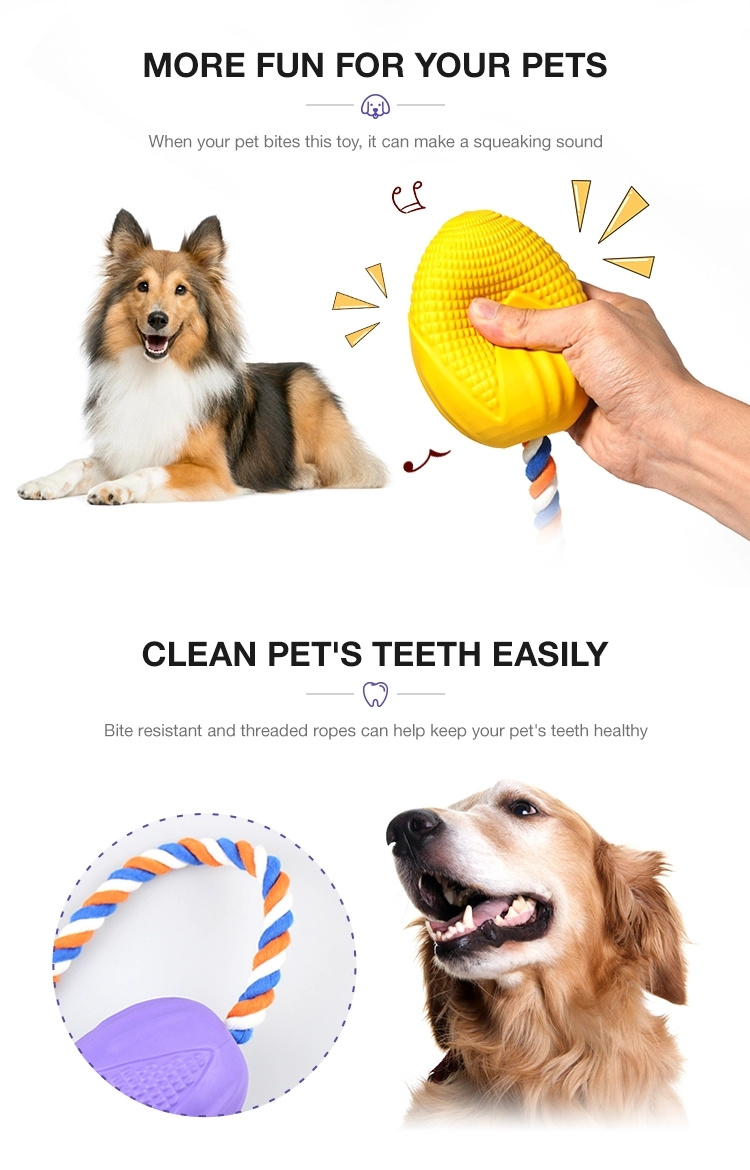Pet Products Rubber Squeaky Dog Rope Toys