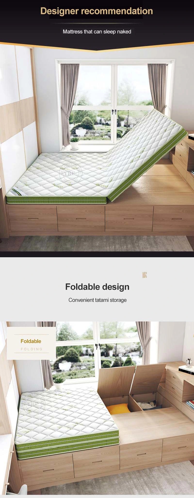 Home Latex Sleeping Tatami Tri-Fold Detachable Washable 12cm Bed Bedroom