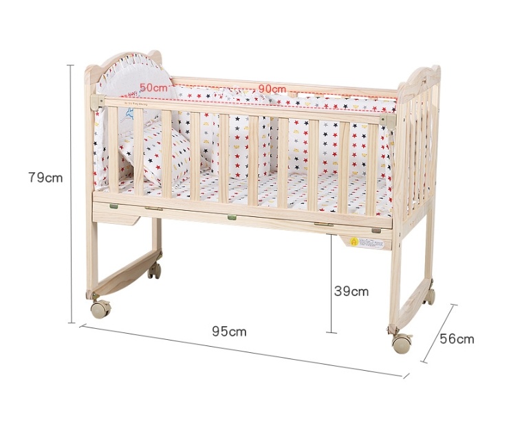 Japanese Style Solid Wood Non-Lacquer Multi-Function Baby Bed Baby Shake Bed Baby Bed