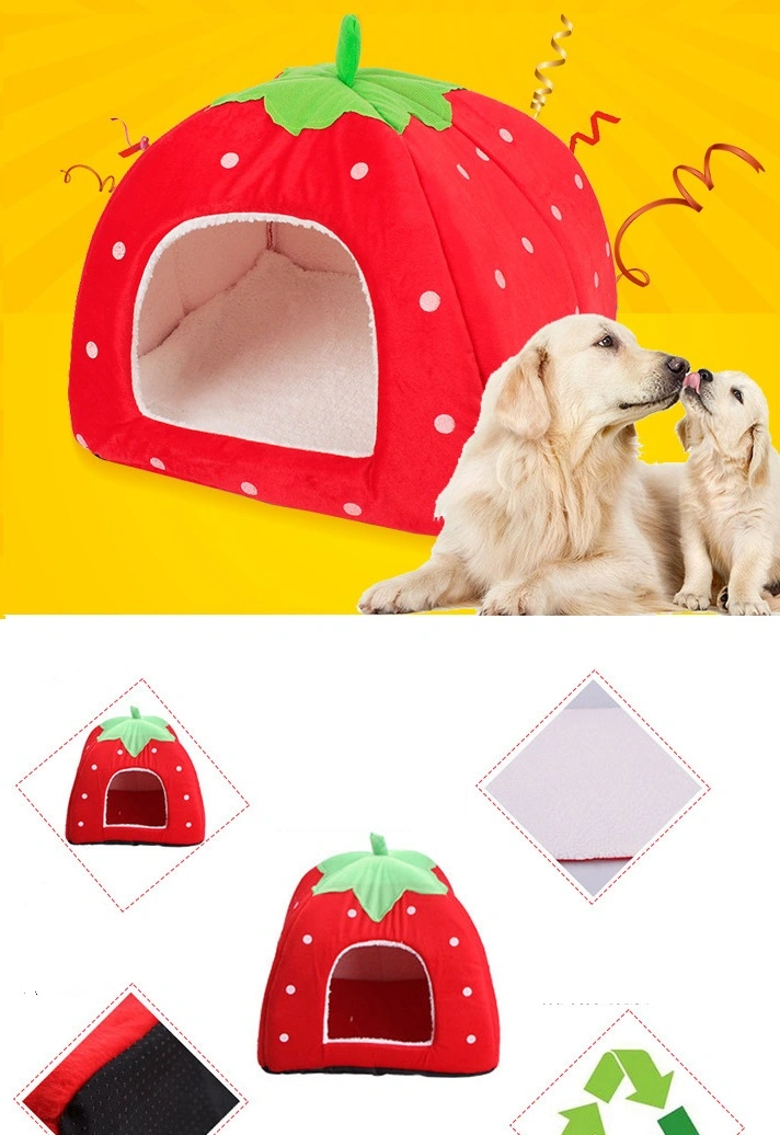 Strawberry Style Cat Dog House Pet Bed