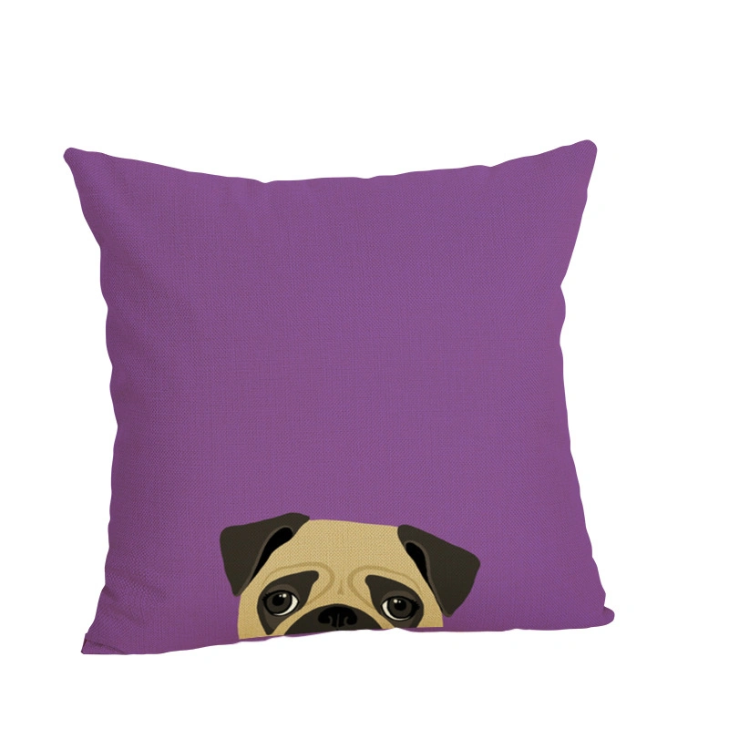 Cute Colorful Pet Dog Series Linen Pillowcase Living Room Sofa Cushion Cover