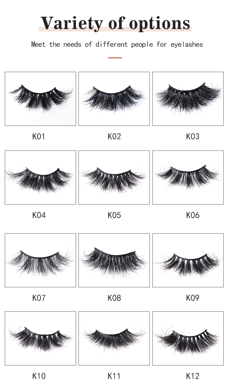 Luxury 3D 5D 6D 25mm Real Mink Fur Eyelashes Fluffy Silk Strip Eyelash Extension Fluffy Lashes