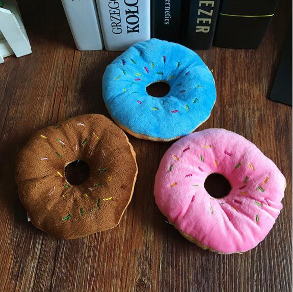 Lovely Pet Squeaker Plush Donut Toys