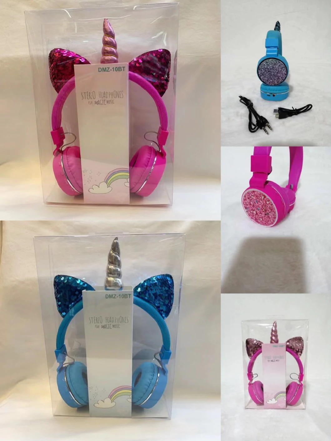 2021 Hot Selling Wireless Cat Ears Bluetooth Headphone Earphone Cartoon Unicorn Ear Headset Girl Cute Design