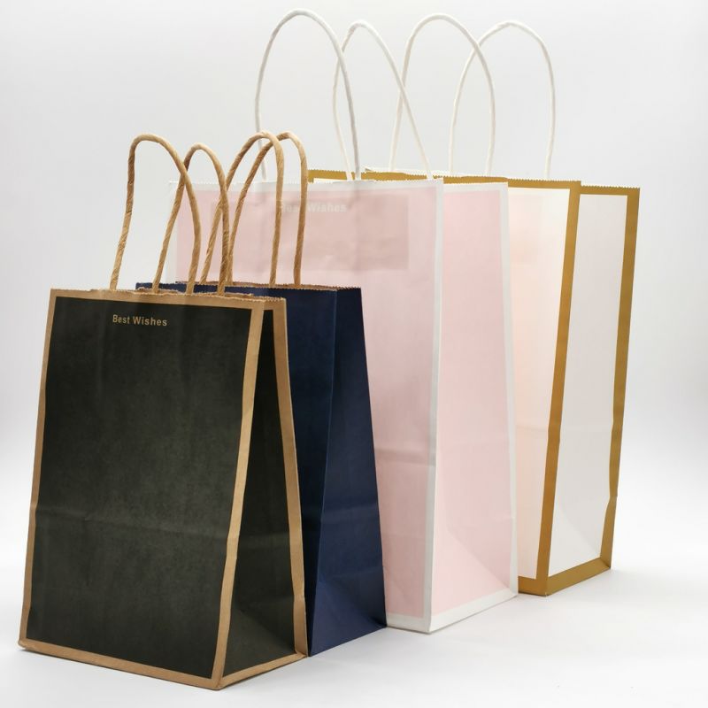 Gift Paper Brown Paper Bag with Handles Shopping Bags