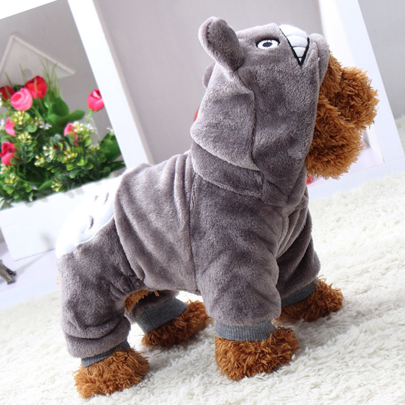 Warm Dog Hoodie Soft Winter Dog Products Cartoon Pet Clothes