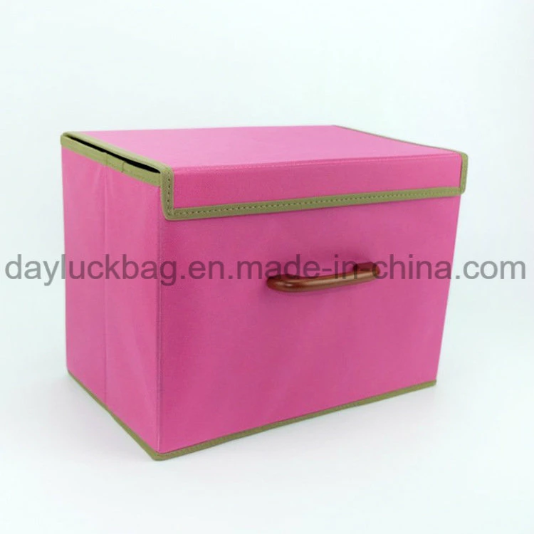 Small Fabric Folding Collapsible Toy File Clothes Storage Box with Lid and Handle