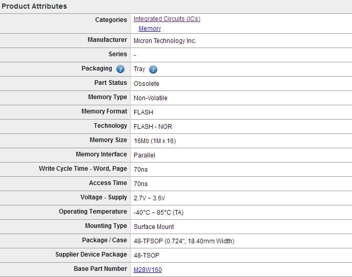 Electronic Component IC Flash Momory 48tsop M28W160CB70n6e for Micron Electronic Component