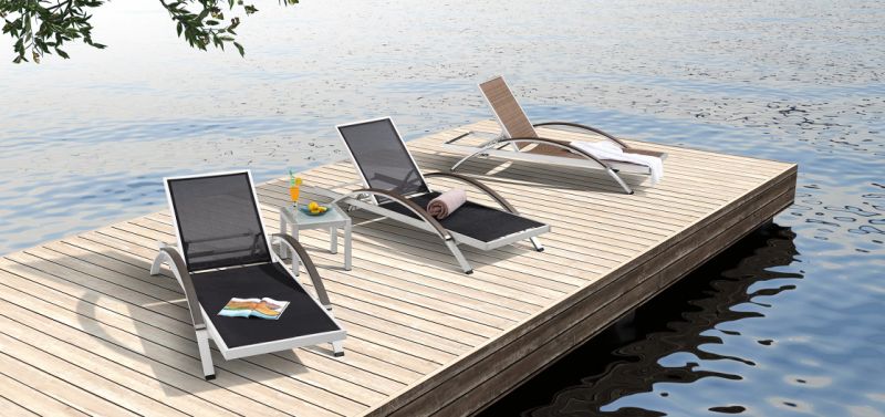 Simple Modern Hotel Swimming Pool Side Sling Lounger Bed