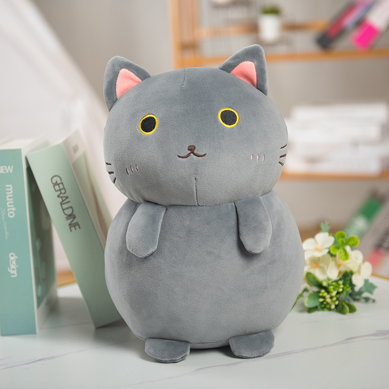 Adorable Soft Stuffed Cat Toy with Round Body Lovely Plush Cat