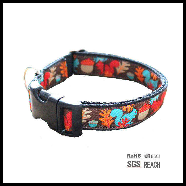 Black Cute Flower Pattern Woven Custom Pet Cat Dog Collar