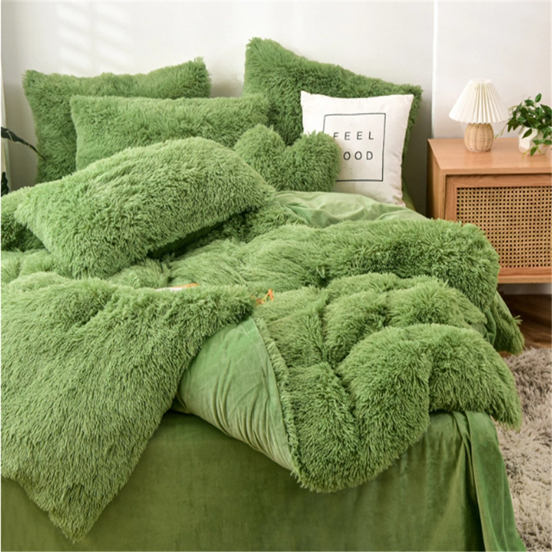 Luxury Fluffy Bed Sheets 100% Polyester Fluffy Bed Covers Bedding Set Comforter for Low Price Wholesale