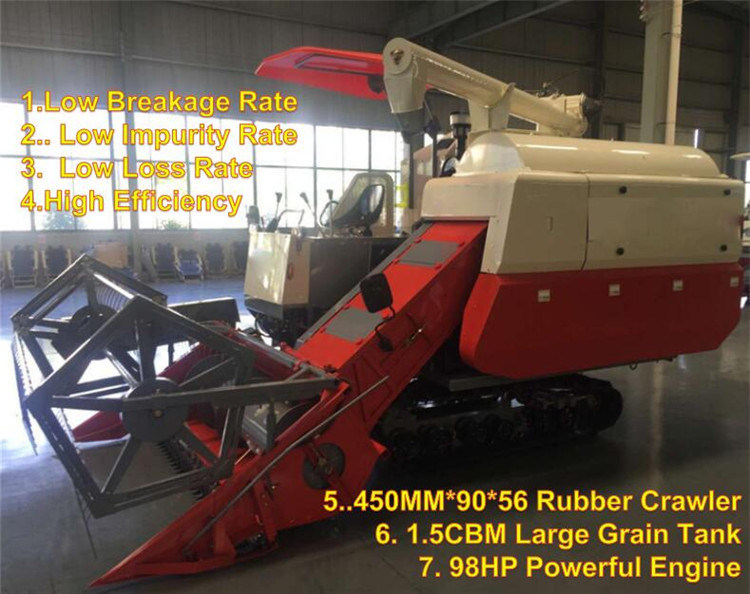 360 Degree Automatic Unloading Auger Full Feeding Rice Combine Harvester