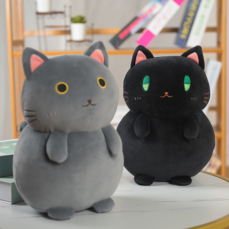 Adorable Soft Stuffed Cat Toy with Round Body Lovely Plush Cat