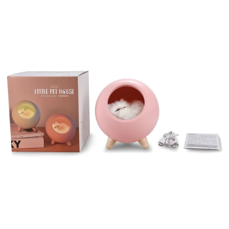 LED Touch Night Light Cat Pet House Ambience Lamp USB Charging Cute Cartoon Small Night Light Warm