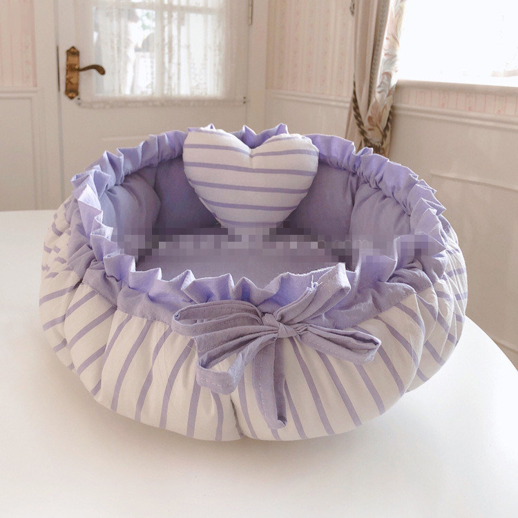 Royal Princess Bows Dog Circled Bed Pet Cat Round Cushion