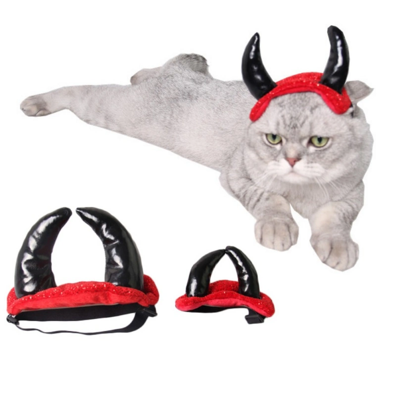 New Year Ox Horns Cat Hat Matador Shape Pet Dog Product Red Halloween Party Cosplay Decor