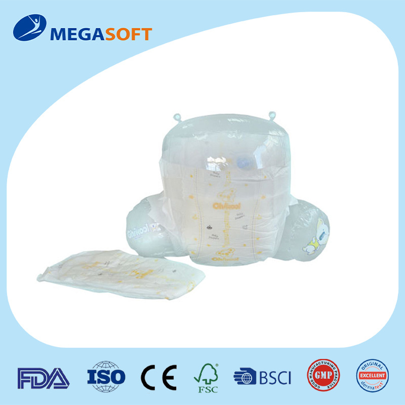 T-Shape Disposable Baby Diaper with Elastic Ears Megasoft Diapers Baby Diaper Manufacture