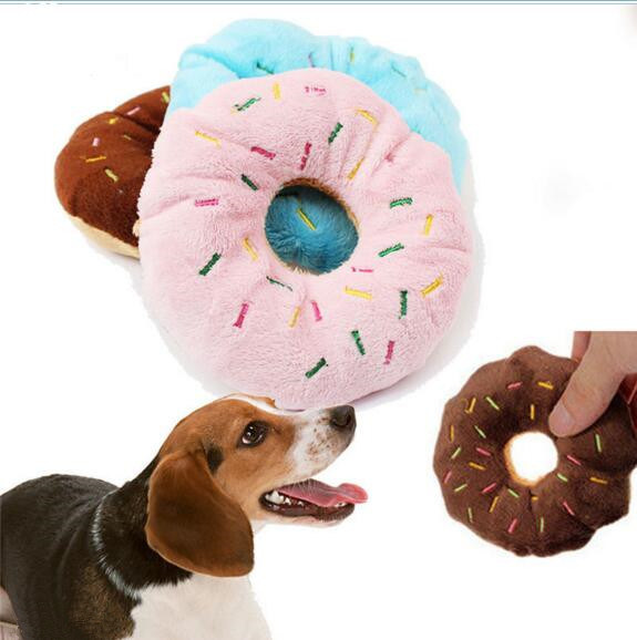 Lovely Pet Squeaker Plush Donut Toys