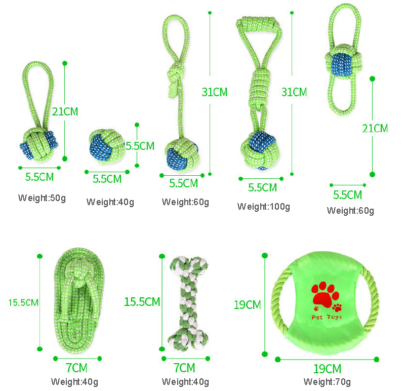 7 Piece Set Pet Chew Rope Toy for Dogs and Cats