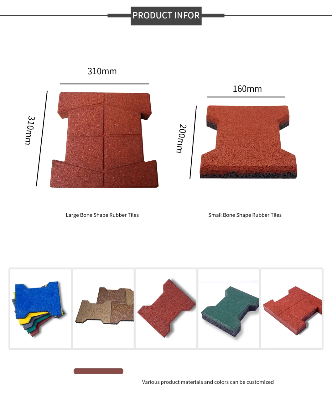 Eco Friendly Dog Bone Outdoor Rubber Paving Bricks for Playground Rubber Tile Mat Paver