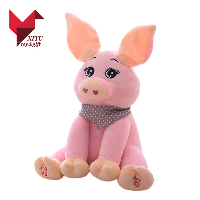 30cm Pink Electric Peek a Boo Pink Bear Toys with Long Ears