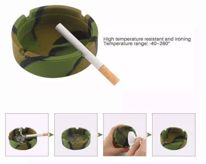 Eco-Friendly High Temperature Heat Resistant Round Silicone Ashtray for Cigarettes