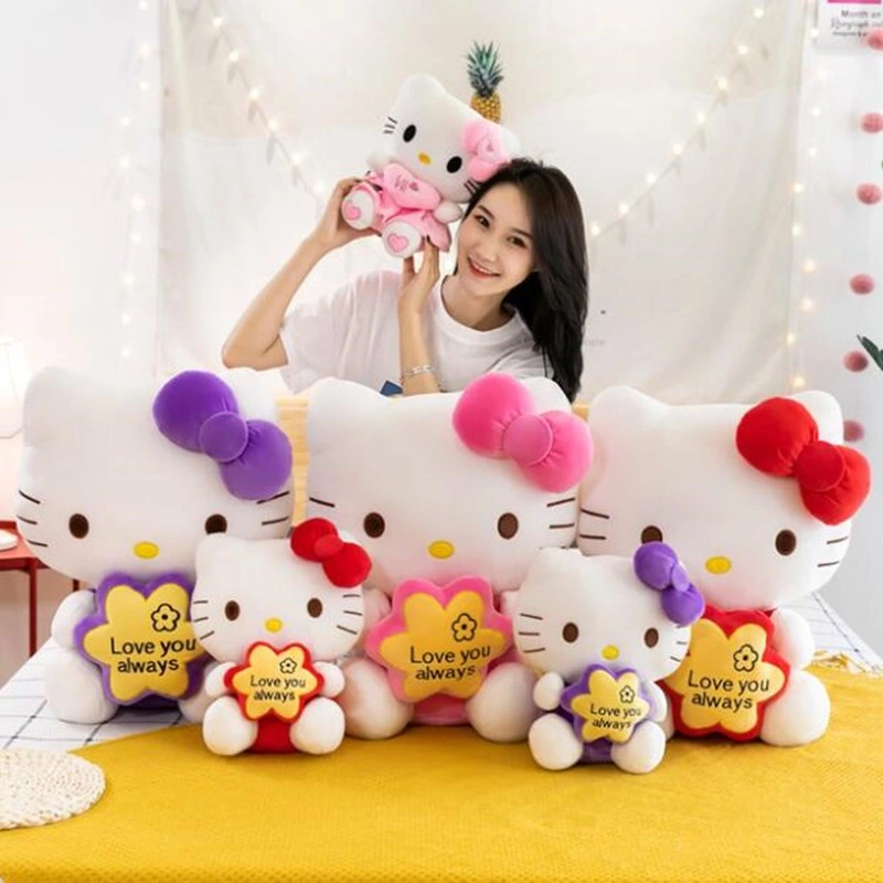 Japan Sanrio Cartoon Cute Soft Hello Kitty Cat Plush Toy for Valentine Gifts