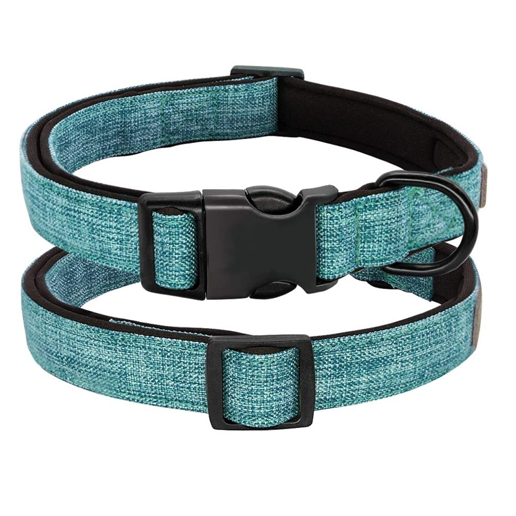 Eco-Friendly Luxury Comfortable Neoprene Padded Canvas Pet Dog Collar