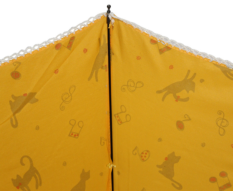 Fashion Cute Cats and Dogs Printing Lace Folding Umbrella
