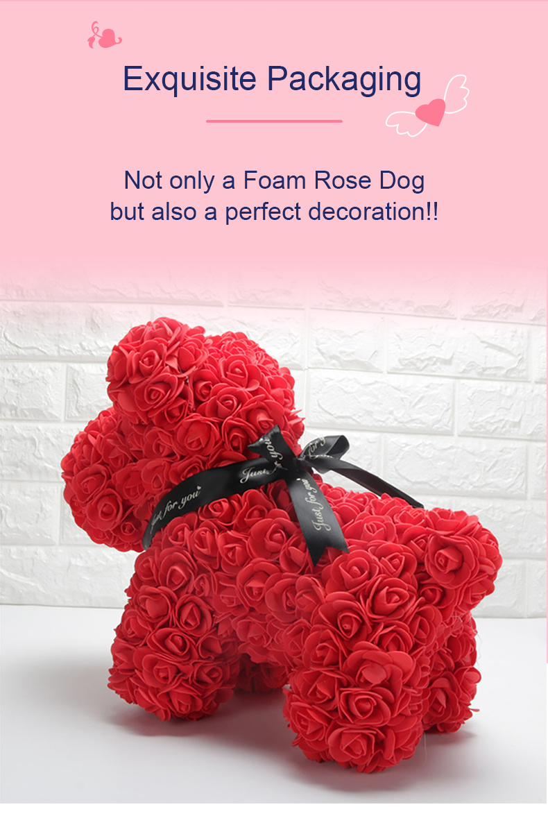 Products Artificial Foam Rose Dog for Wedding Gifts Rose Dog Rose Teddy