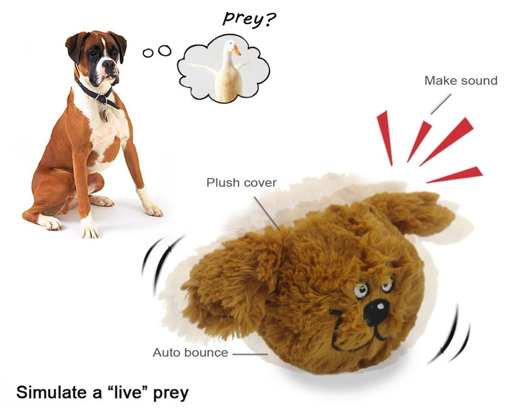 Interactive Plush Squeaky Dog Toys, Crazy Bouncer, Electronic Motion Pet Toy for Prevent Boredom