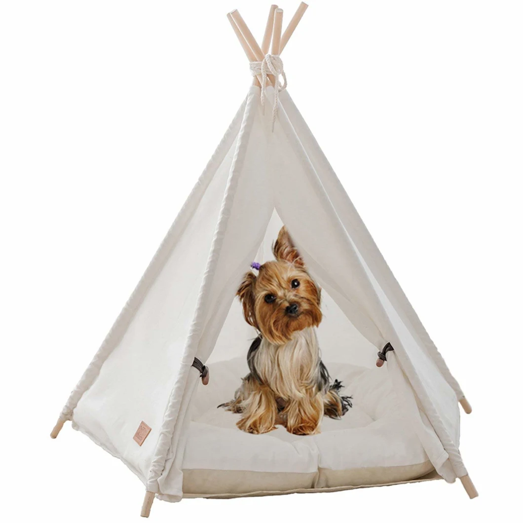 Washable Portable Teepee Dog Bed for Doggy and Kitty 24 Inch Safe House Without Cushion