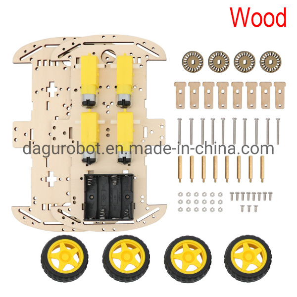 Wood 4WD Smart Robot Car Chassis Kit for Educational Toy