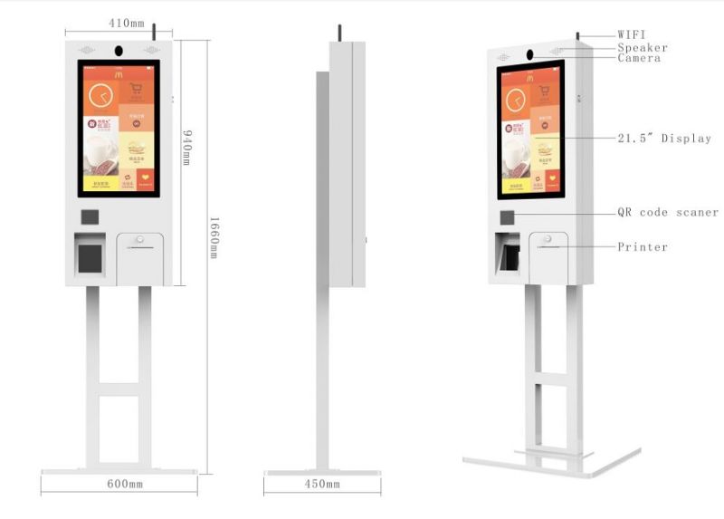 Self Service Restaurant Ordering Payment Kiosk for Fast Food Restaurant